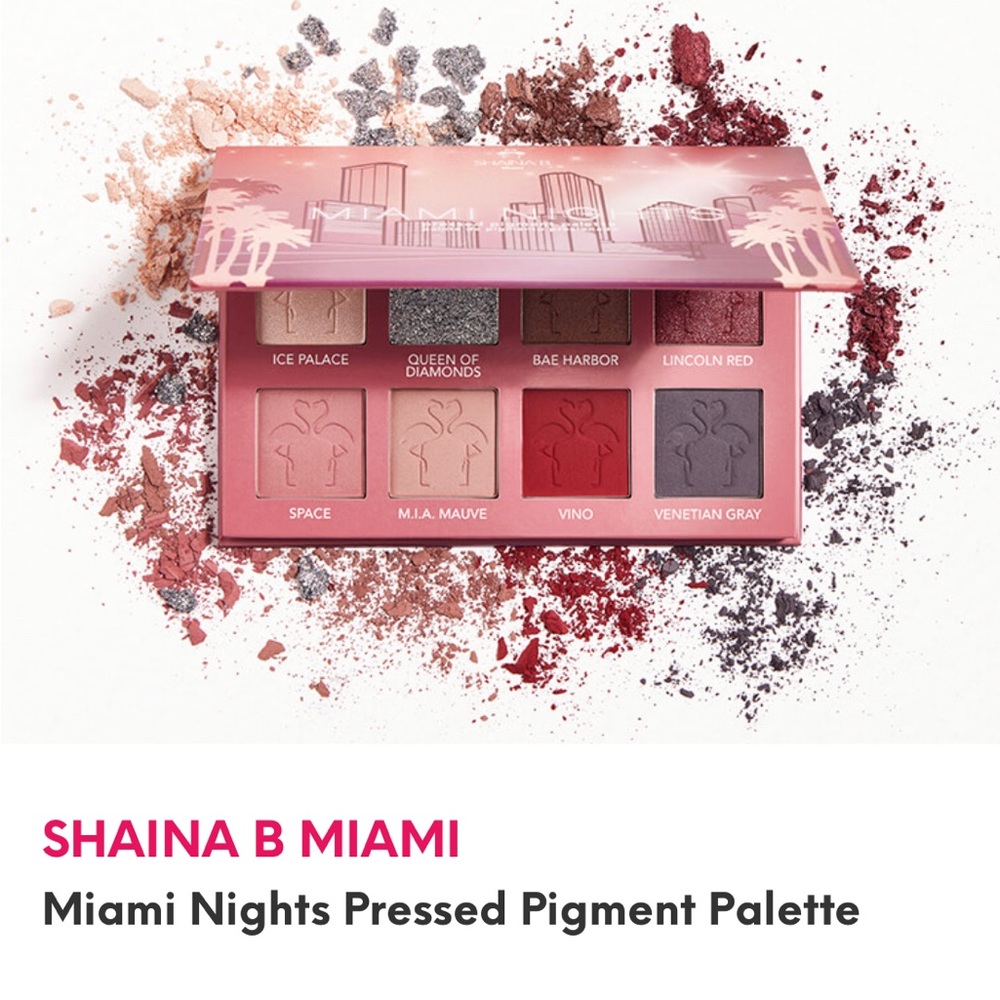 NWT SHAINA B. MIAMI Miami Nights Pressed Pigment 8-Color Eye Shadow Palette - Picture 1 of 4